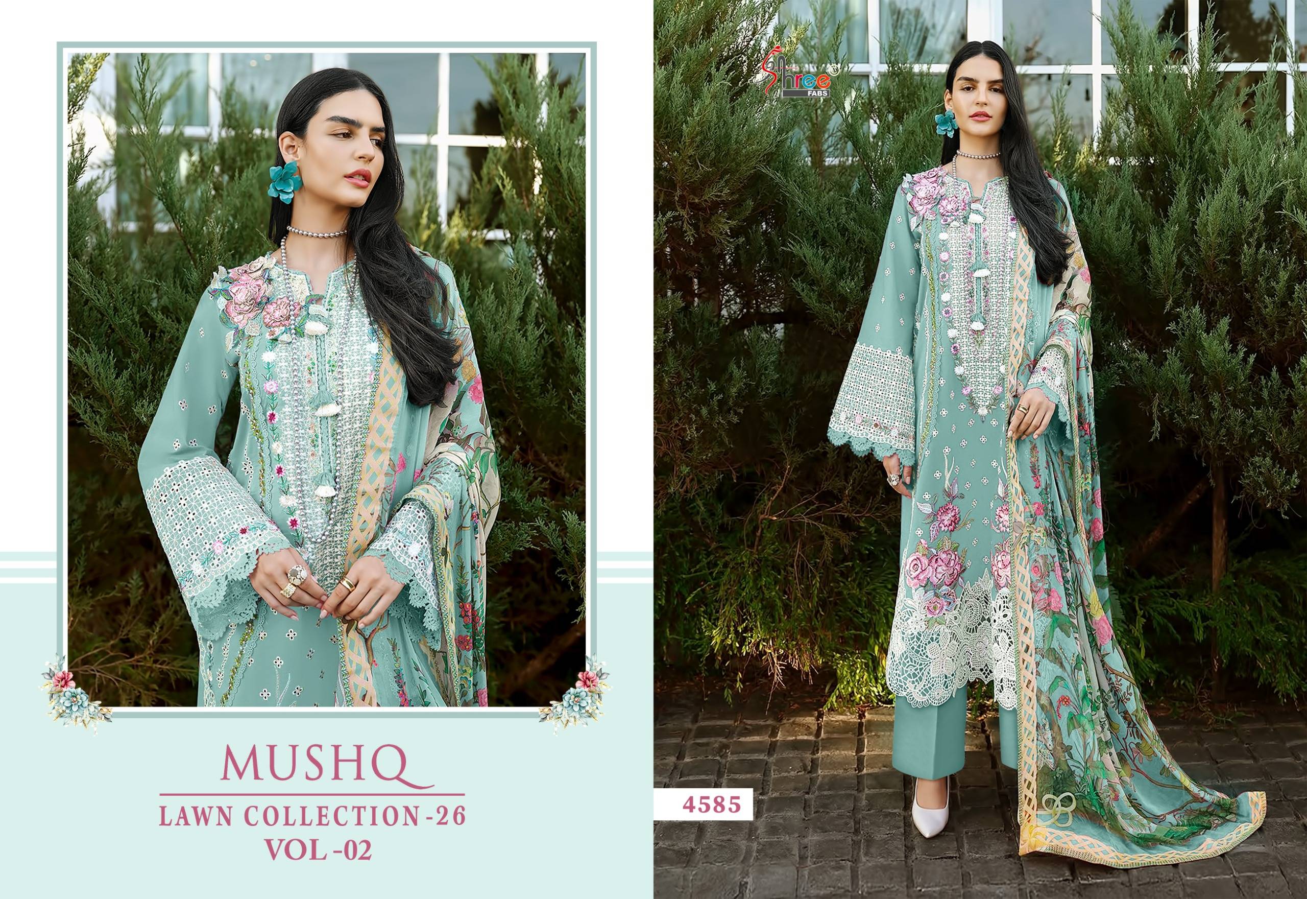 MUSHQ LAWN COLLECTION VOL 2 BY SHREE FABS Indian Traditional casual wear Pakistani pure cotton dresses At Wholesale Price